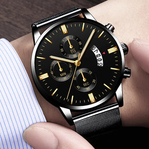 Coffret cadeaux homme / Fashion Luxury Men Stainless Steel Mesh Belt Quartz Wristwatch 2023 Men's Business Casual Bracelet Watches relogio masculino - kadopascher