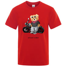 T-shirt mode Teddy rider / Motorcycle Enthusiast Street Teddy Rider Printed T-Shirt Men Loose Casual Short Sleeves Summer Breathable Tee Cotton Clothing