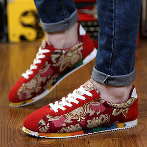 Chaussures fashion été 2025 / Fashion Graffiti Printed Men Suede Sneakers Red Running Shoes - kadopascher