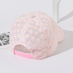 Casquette femme luxe chic été 2025 / Stylish Lace Baseball Cap - Flower Breathable Snapback Mom Hat For Adults! - kadopascher