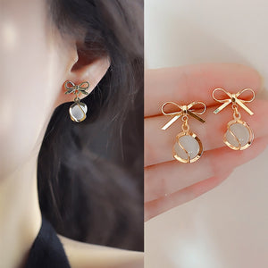 Boucle d'oreille luxe femme / New Fashion Vintage Glossy Arc Bar Long Thread Tassel Drop Earrings for Women Gold Color Fashion Jewelry Hanging Pendientes - kadopascher