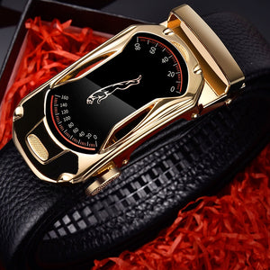 Belts for 3.5cm Width Sports Car Brand Fashion Automatic Buckle Black Genuine Leather Men&#39;s Jeans High Quality Waist Male Strap - kadopascher