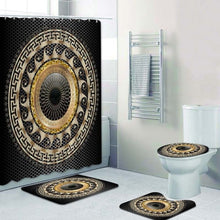 Habillage Salle de bain luxueux / 3D Luxury Black Gold Greek Key Meander Bathroom Curtains Shower - kadopascher