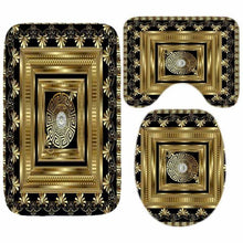 Habillage Salle de bain luxueux / 3D Luxury Black Gold Greek Key Meander Bathroom Curtains Shower - kadopascher