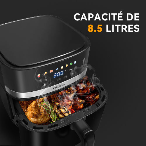 Air fryer avec vitre transparente - Grande capacité 8.5L Marque KotiCidsin (Produit avec avis certifiés 5 étoiles)
8.5L Oil-Free Air Fryer, 2000W Air Fryer with Transparent Window and Built-in Lighting, LED Touch Screen - kadopascher