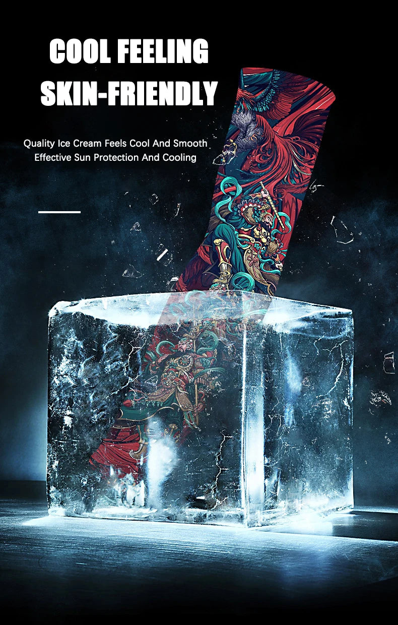 Tatouage d'été bronzage , tatouage de bronzage effaçable avec le temps 
Summer Tattoo Sleeves Ice Silk Golf Sports Sun-proof Cycling Men Cool Personalized Driving Women Fishing Elastic Arm Warmer - kadopascher