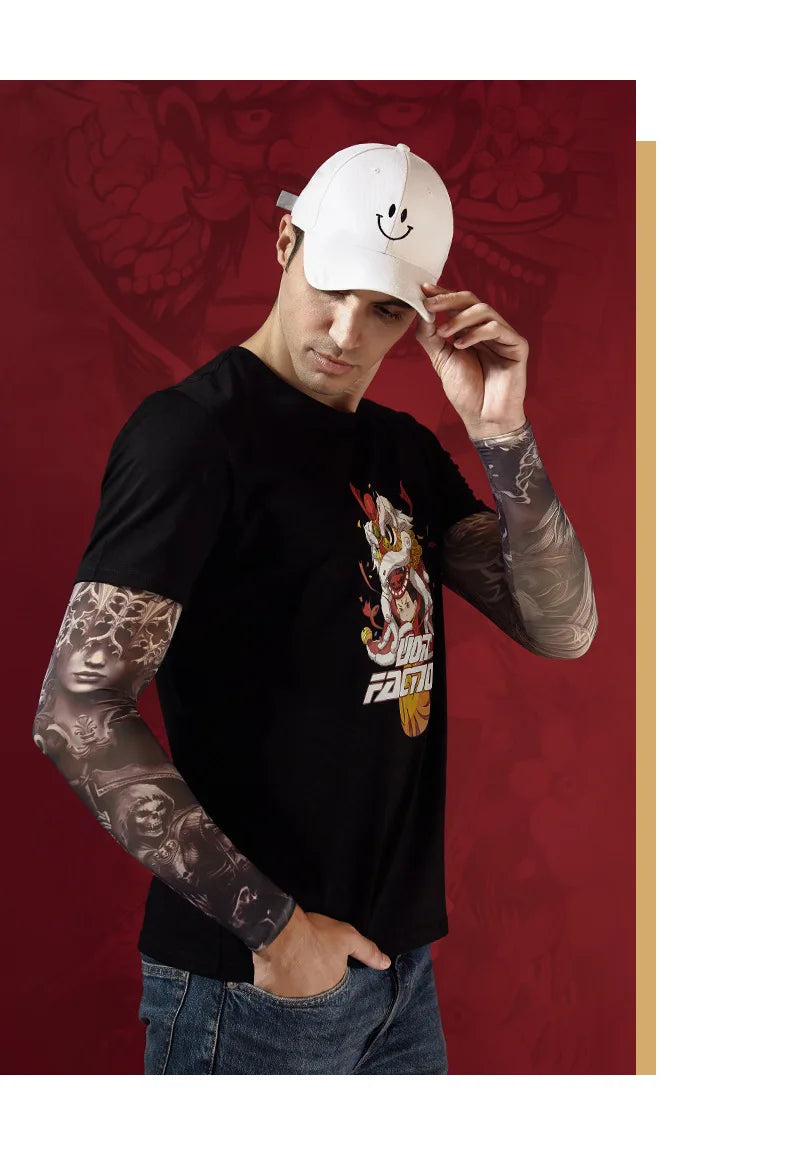 Tatouage d'été bronzage , tatouage de bronzage effaçable avec le temps 
Summer Tattoo Sleeves Ice Silk Golf Sports Sun-proof Cycling Men Cool Personalized Driving Women Fishing Elastic Arm Warmer - kadopascher