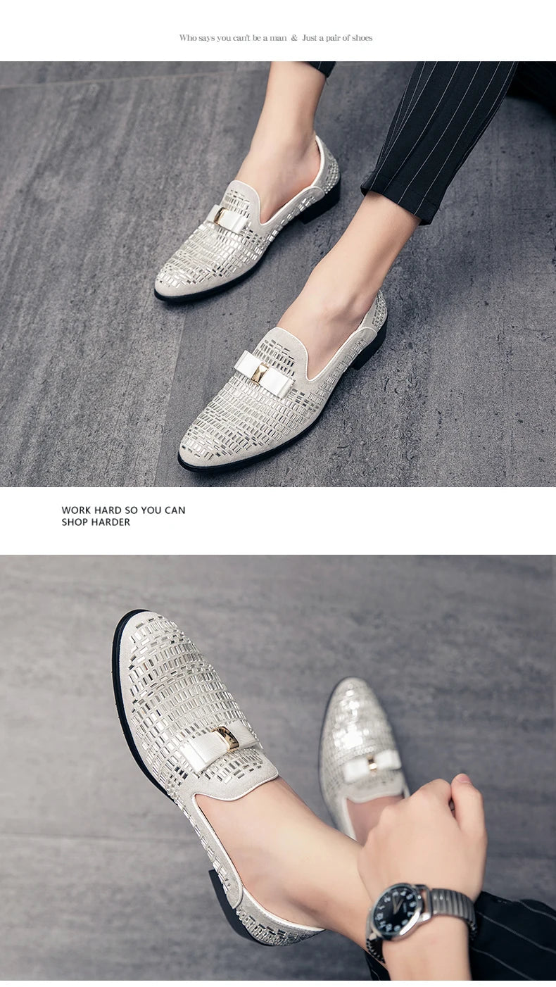 Mocassins Strass Homme – Chaussures Habillées Slip-On | Mariage & Soirée - kadopascher