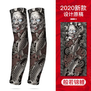 Tatouage d'été bronzage , tatouage de bronzage effaçable avec le temps 
Summer Tattoo Sleeves Ice Silk Golf Sports Sun-proof Cycling Men Cool Personalized Driving Women Fishing Elastic Arm Warmer - kadopascher