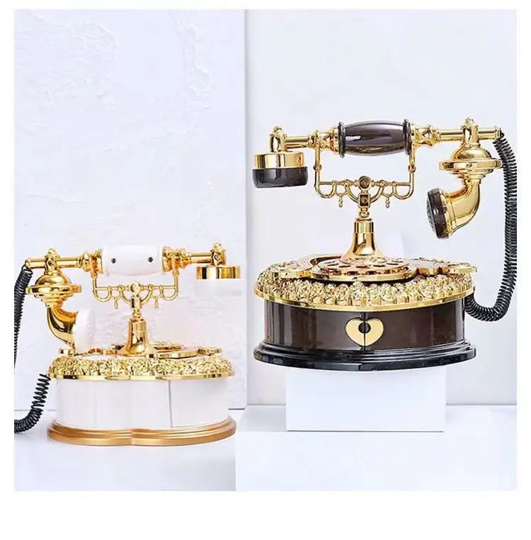 Ancien téléphone collection / Light Luxury Classic Style Dial Old-fashioned Telephone Music Box Home Desk - kadopascher