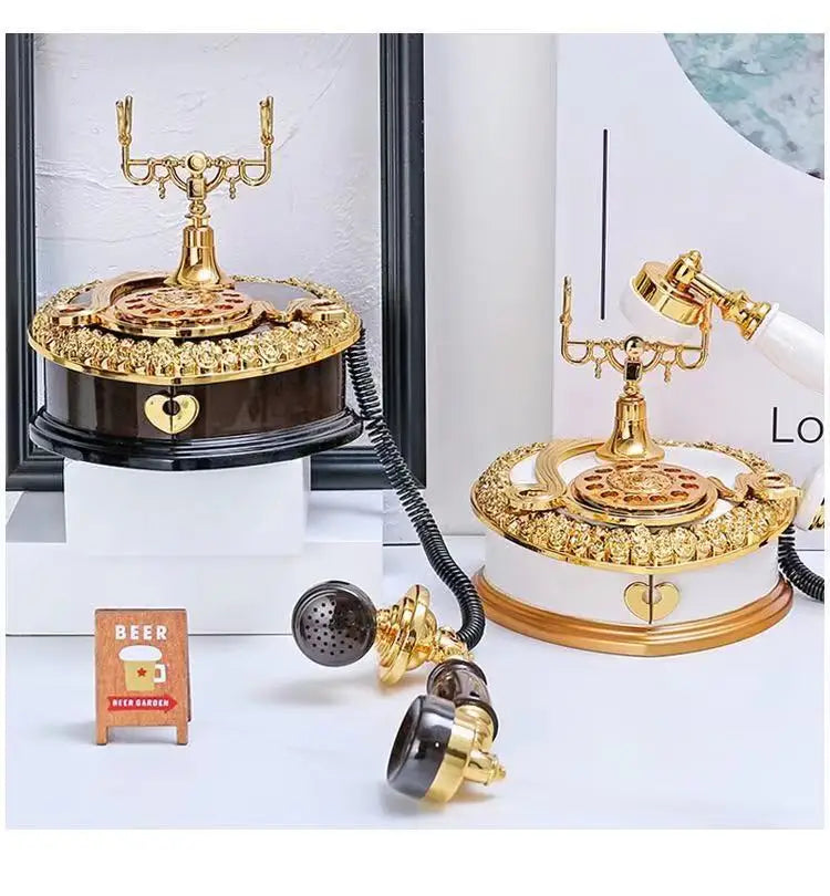 Ancien téléphone collection / Light Luxury Classic Style Dial Old-fashioned Telephone Music Box Home Desk - kadopascher