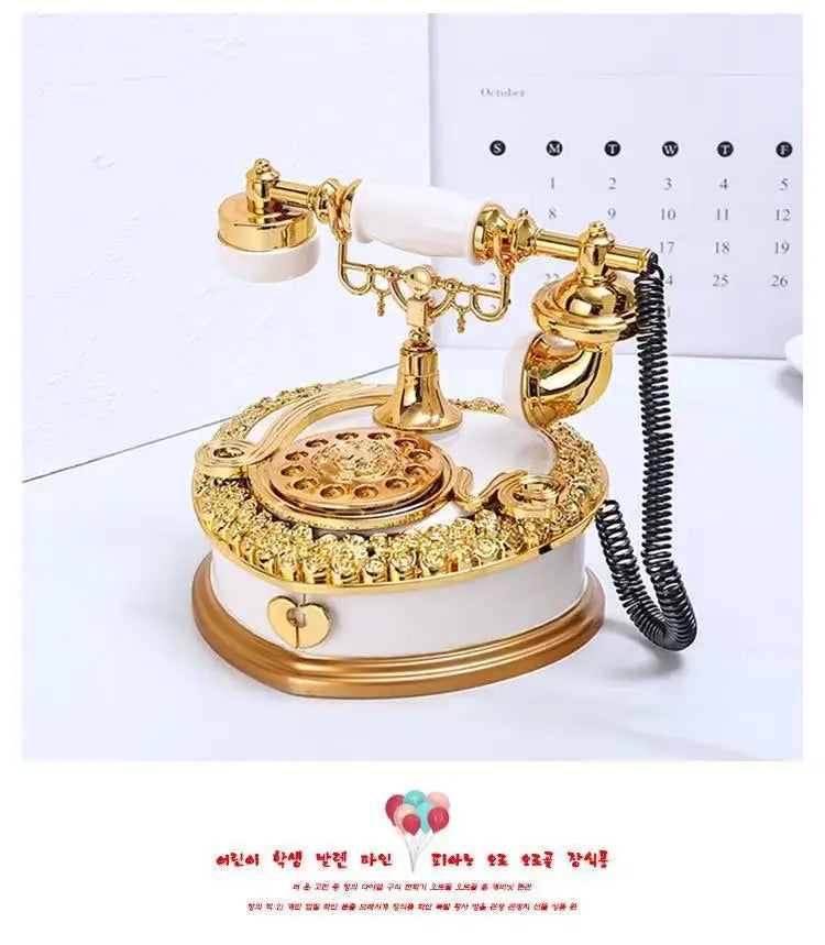 Ancien téléphone collection / Light Luxury Classic Style Dial Old-fashioned Telephone Music Box Home Desk - kadopascher
