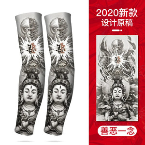 Tatouage d'été bronzage , tatouage de bronzage effaçable avec le temps 
Summer Tattoo Sleeves Ice Silk Golf Sports Sun-proof Cycling Men Cool Personalized Driving Women Fishing Elastic Arm Warmer - kadopascher