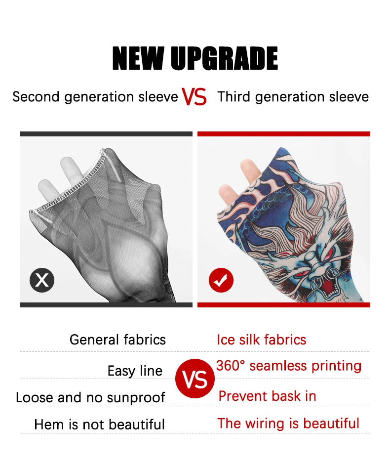 Tatouage d'été bronzage , tatouage de bronzage effaçable avec le temps 
Summer Tattoo Sleeves Ice Silk Golf Sports Sun-proof Cycling Men Cool Personalized Driving Women Fishing Elastic Arm Warmer - kadopascher