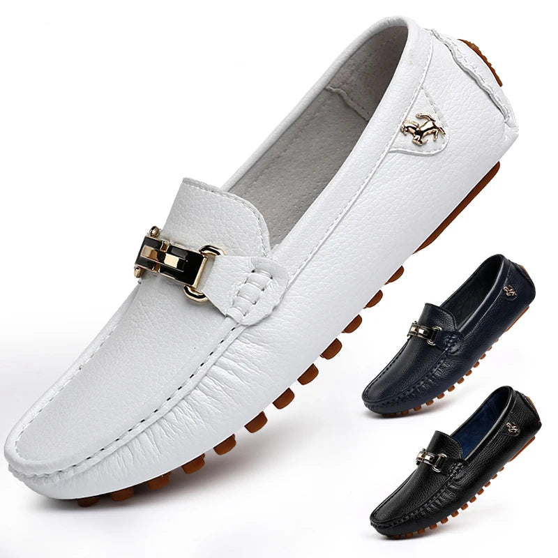 Mocassins Homme Sans Lacets – Chaussures Plates Respirantes & Confortables | Tailles 37-48 | Blanc, Noir, Bleu, Marron - kadopascher