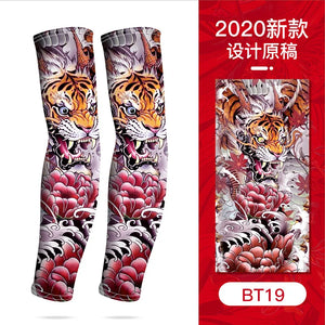 Tatouage d'été bronzage , tatouage de bronzage effaçable avec le temps 
Summer Tattoo Sleeves Ice Silk Golf Sports Sun-proof Cycling Men Cool Personalized Driving Women Fishing Elastic Arm Warmer - kadopascher