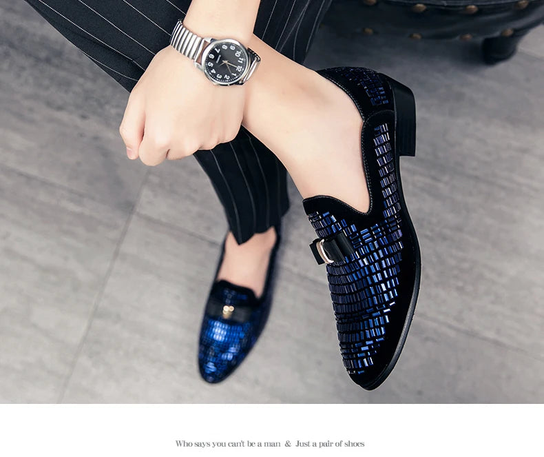Mocassins Strass Homme – Chaussures Habillées Slip-On | Mariage & Soirée - kadopascher