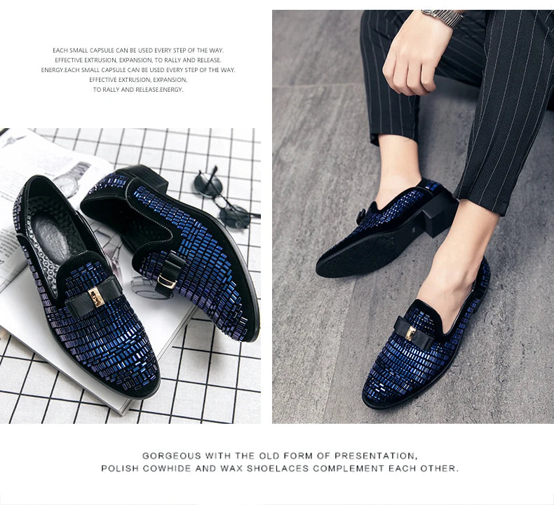 Mocassins Strass Homme – Chaussures Habillées Slip-On | Mariage & Soirée - kadopascher