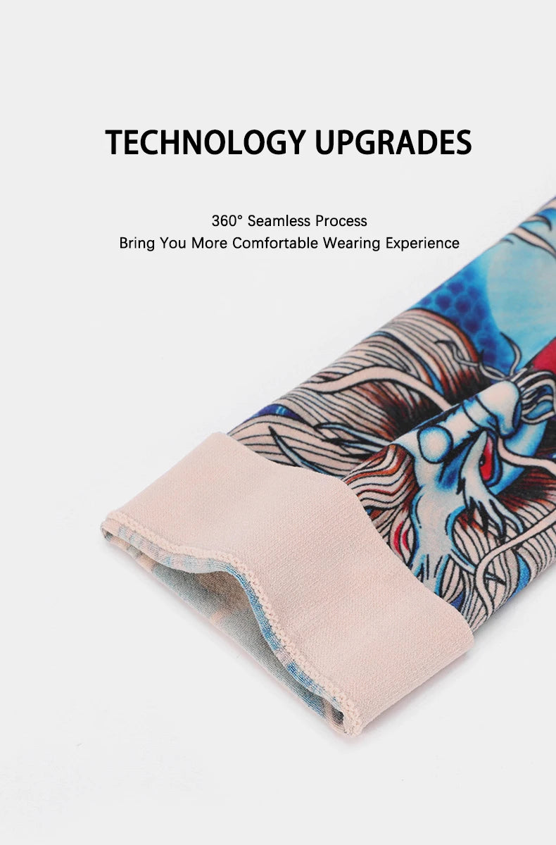 Tatouage d'été bronzage , tatouage de bronzage effaçable avec le temps 
Summer Tattoo Sleeves Ice Silk Golf Sports Sun-proof Cycling Men Cool Personalized Driving Women Fishing Elastic Arm Warmer - kadopascher