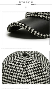 Casquette luxe chic collection 2025 / 2025 Black Brown Houndstooth Baseball Caps For Men Women Retro British Style - kadopascher