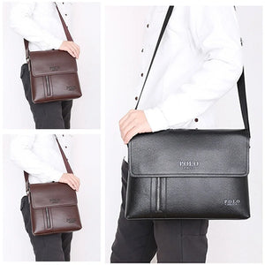 Sac homme luxe chic / Sacoche cuir homme / Business Men Black Shoulder Bag Crossbody PU Leather Handbag Capacity Retro Messenger Bag - kadopascher
