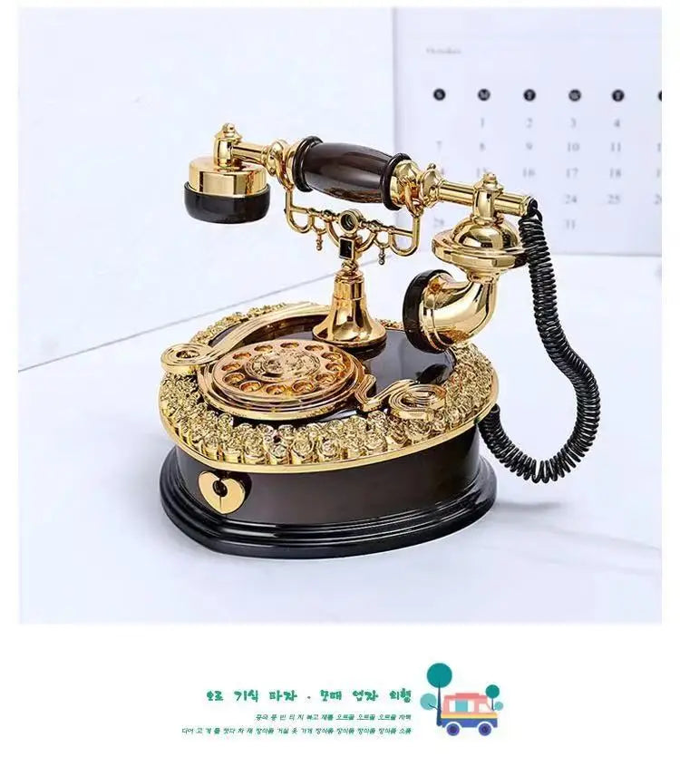 Ancien téléphone collection / Light Luxury Classic Style Dial Old-fashioned Telephone Music Box Home Desk - kadopascher