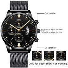 Coffret cadeaux homme / Fashion Luxury Men Stainless Steel Mesh Belt Quartz Wristwatch 2023 Men's Business Casual Bracelet Watches relogio masculino