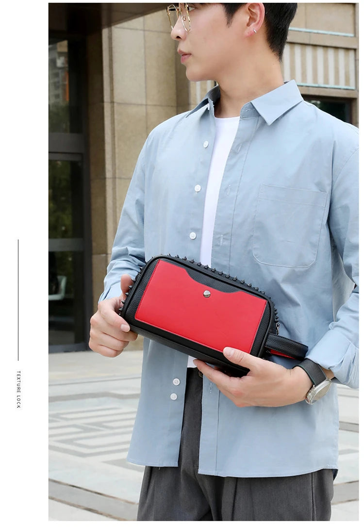 Luxury Chic Leather Men's Handbag - Elegant Business Fashion Clutch 2026