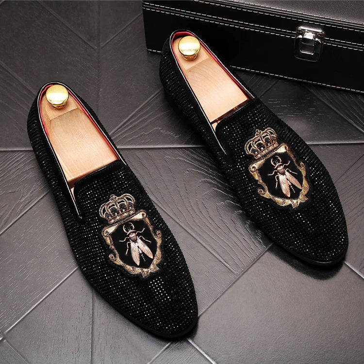 Mocassins Brodés Homme WVHK – Loafers Luxe Imperméables | Semelle Plateforme Printemps Automne - kadopascher