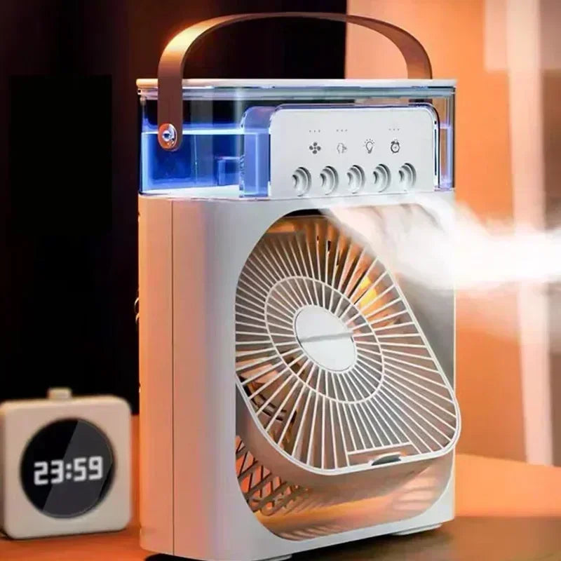 Ventilateur 3-en-1 Climatiseur Humidificateur Portable USB – Lumière LED 7 Couleurs - kadopascher