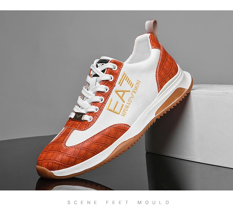 Sneakers Homme Luxe  - Cuir Véritable Design Italien Business Sport