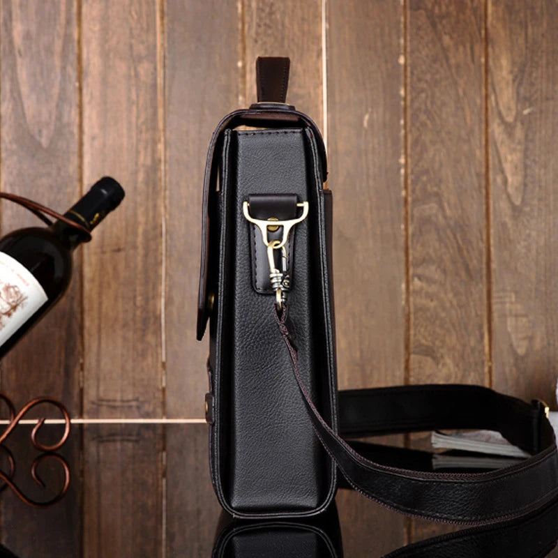 Sacoche de luxe en cuir pour homme / YoReAi Men's Business PU Wear-resistant Messenger Bag Casual Hard Leather Briefcase Large Capacity Fashion Storage Bags Wallet - kadopascher