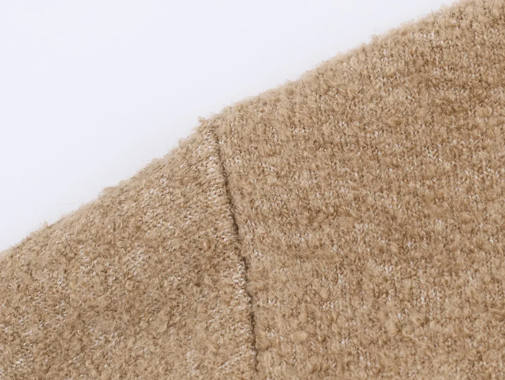 Women's Knitted Winter Zip-Up Cardigan - Cozy, Elegant, Loose Fit with Pockets