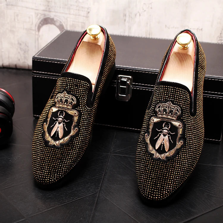 Mocassins Brodés Homme WVHK – Loafers Luxe Imperméables | Semelle Plateforme Printemps Automne - kadopascher