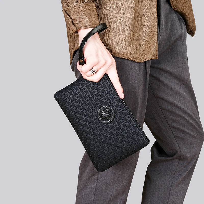 Pochette Homme Cuir PU – Clutch Business & Téléphone | Fermeture Zippée - kadopascher