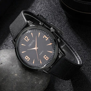 Coffret cadeaux (montre+bracelets) homme / 4pcs Set Fashion Mens Sports Watches Man Business Quartz Wristwatch Luxury Black Leather Bracelet Men Casual Clock Watch