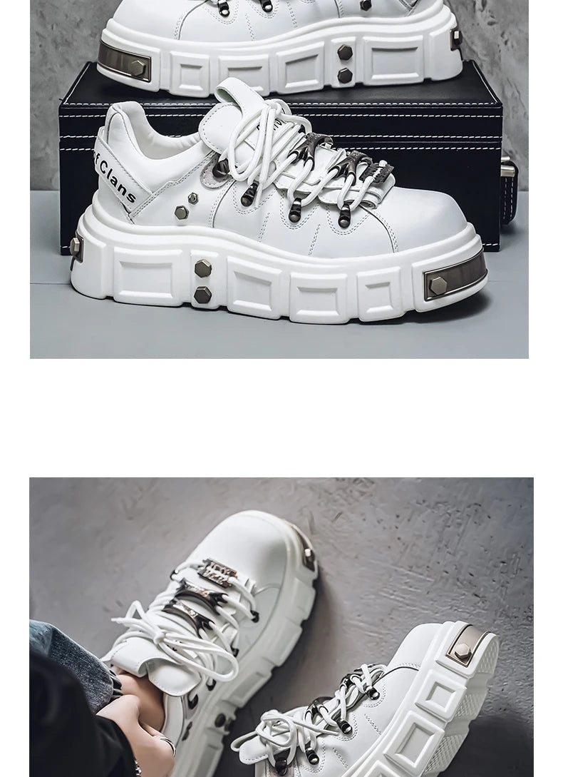 Sneakers Skateboard Homme Cuir - Chaussures Sport Outdoor Respirantes