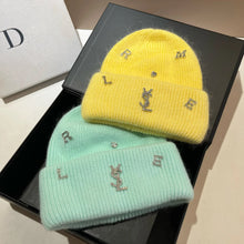 Bonnet YSL / Sweet Plush Long Rabbit Fur Knitted Hat Autumn And Winter Warm Ear Protection Cap Fashionable Letter Women's Hats