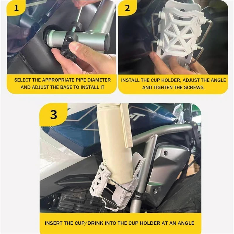 Porte-gobelet Moto & Vélo 360° – Support Universel Guidon Bouteille d'Eau