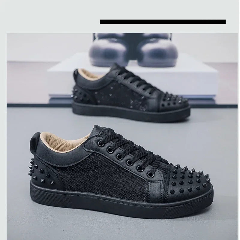 Men's Fashion Rivet Design Sneakers - Trendy Casual Streetwear Shoes
