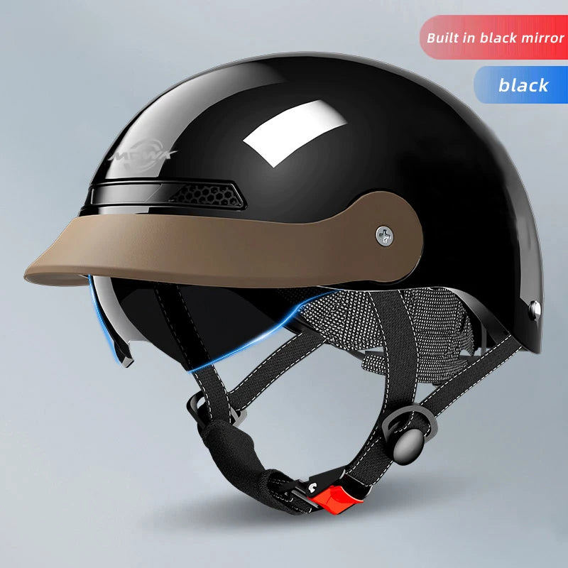 Casque Moto Demi-Jet MOWK – Vintage Respirant Homme Femme Scooter Électrique
