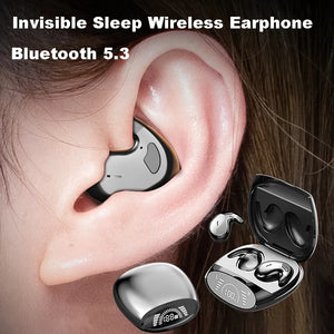Mini écouteurs bluetooth invisibles / Sleep Invisible Earbuds Tiny Mini Headphones Hidden Noise Cancelling TWS Wireless Headsets Sports Stereo Bluetooth 5.3 Earphone - kadopascher