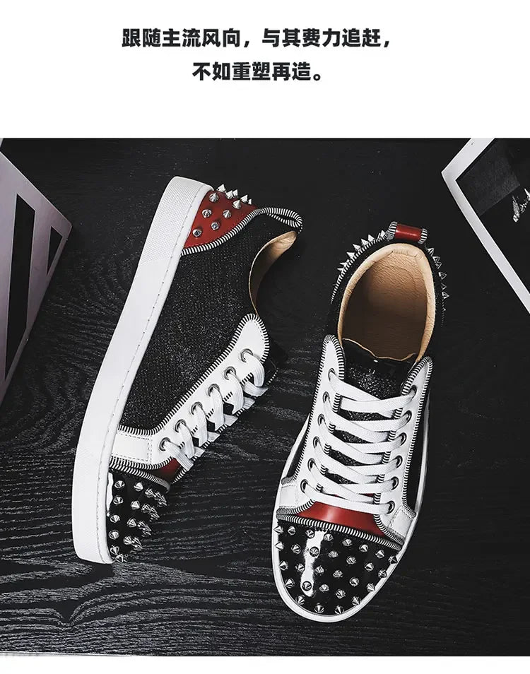 Zapatillas punk para hombre con remaches metálicos - Zapatos de calle antideslizantes premium 2026