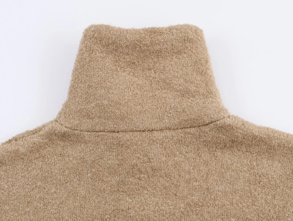 Women's Knitted Winter Zip-Up Cardigan - Cozy, Elegant, Loose Fit with Pockets