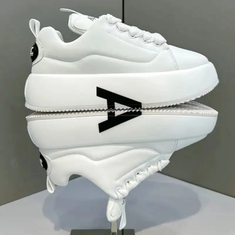 Chaussures Blanches Homme Semelle Épaisse – Sneakers Casual Antidérapantes