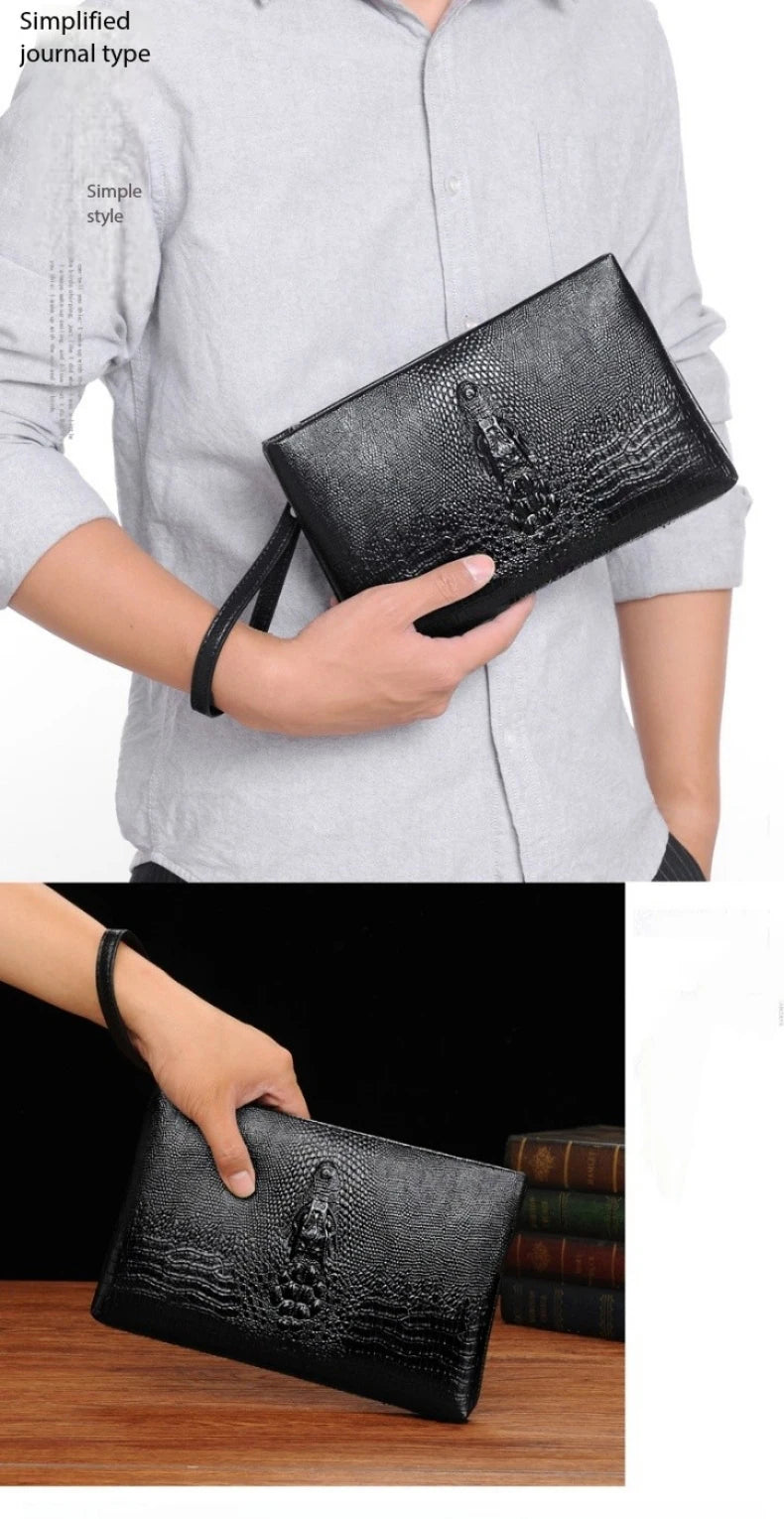 Portefeuille Clutch Homme Cuir PU Double Zipper – Style Luxe Business - kadopascher
