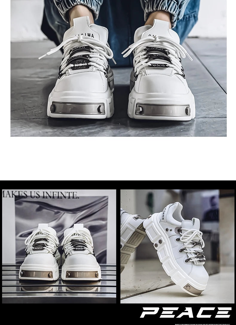 Sneakers Skateboard Homme Cuir - Chaussures Sport Outdoor Respirantes