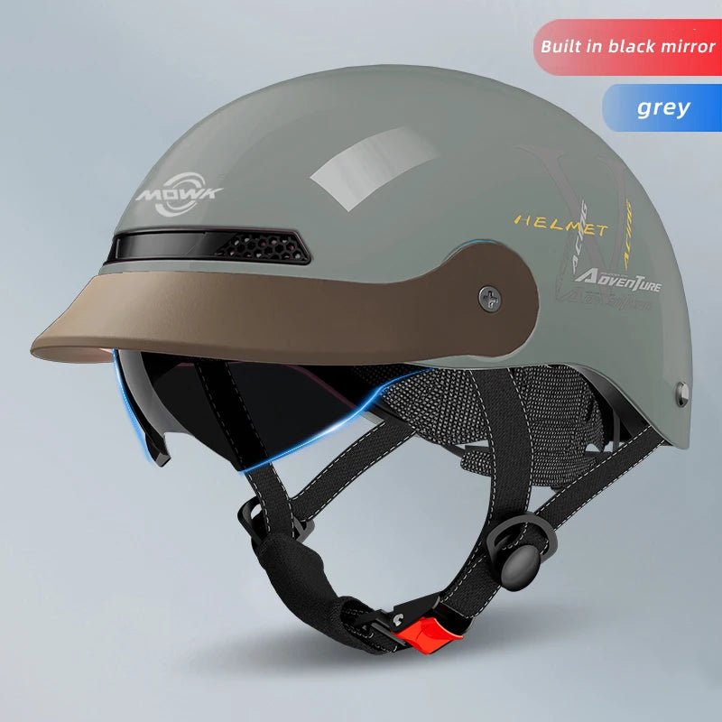 Casque Moto Demi-Jet MOWK – Vintage Respirant Homme Femme Scooter Électrique