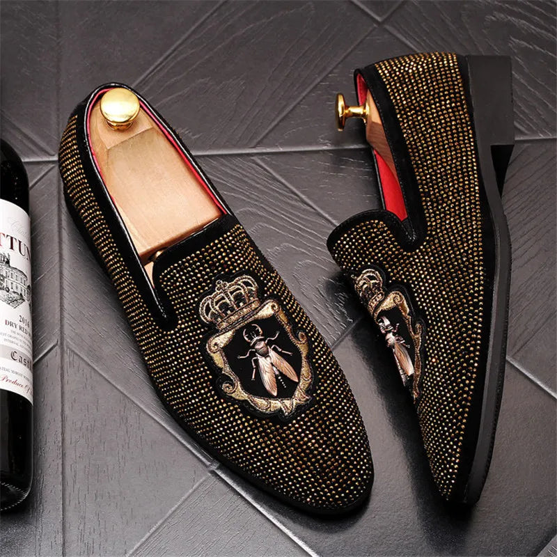 Mocassins Brodés Homme WVHK – Loafers Luxe Imperméables | Semelle Plateforme Printemps Automne - kadopascher