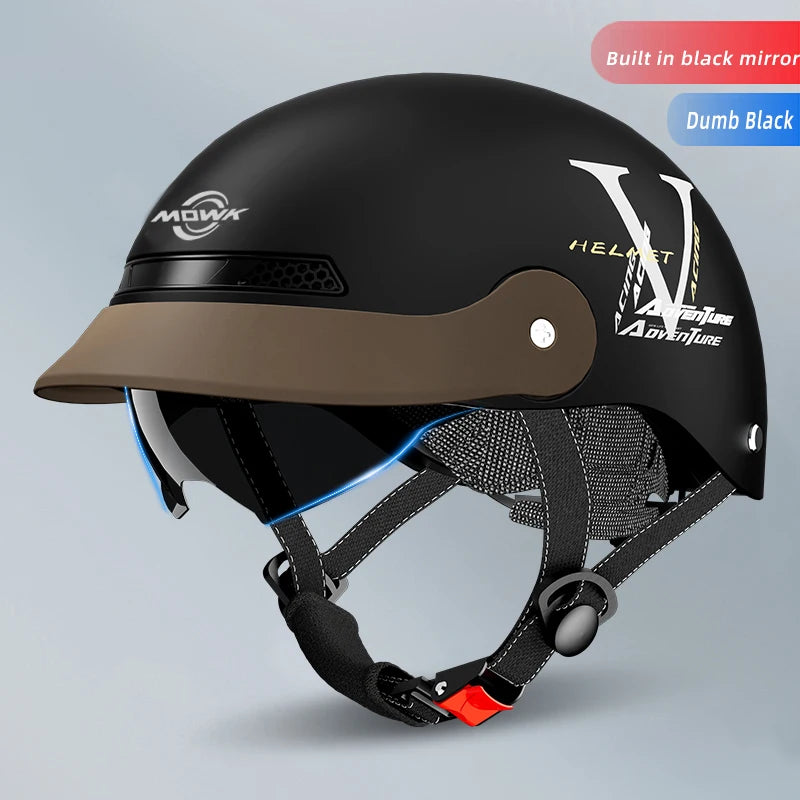 Casque Moto Demi-Jet MOWK – Vintage Respirant Homme Femme Scooter Électrique